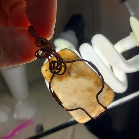 Smoky Wire Wrapped Agate Pendant - Picture 4 of 5